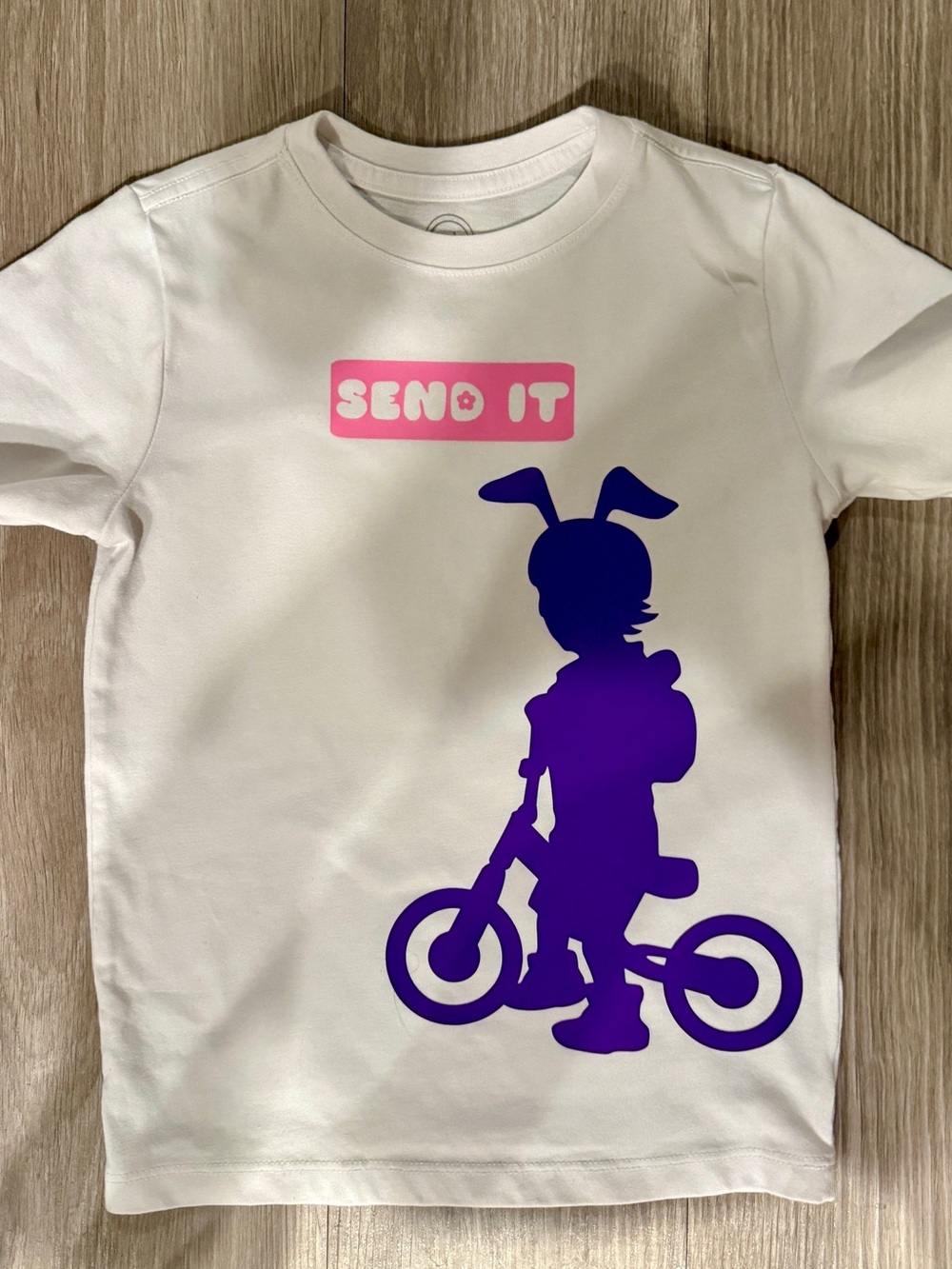 Send It BMX Bunny Ears Toddler Tee White Sz XS 4/5 Custom Bike Shirt